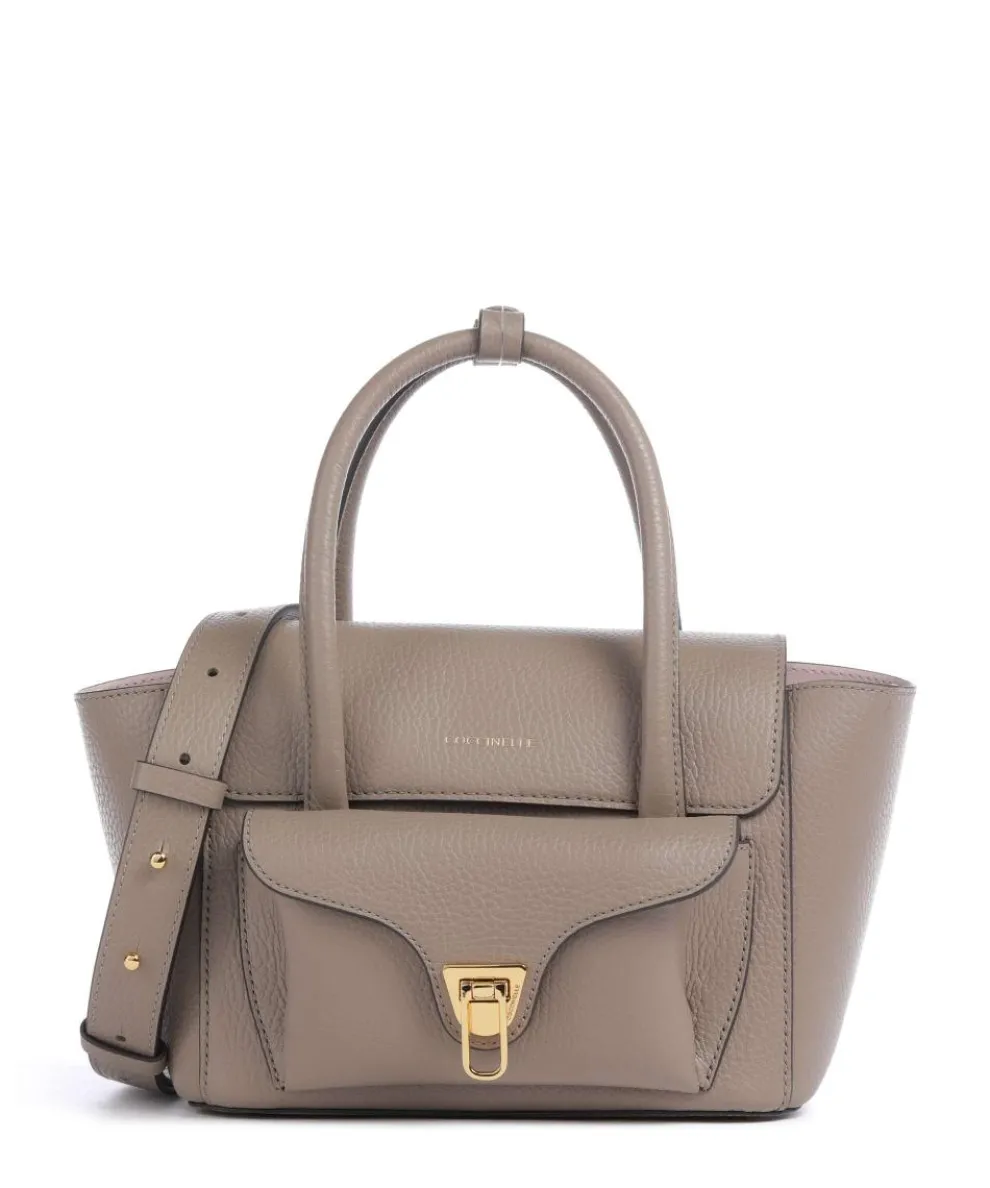 Beat Double Handtasche genarbtes Rindsleder taupe