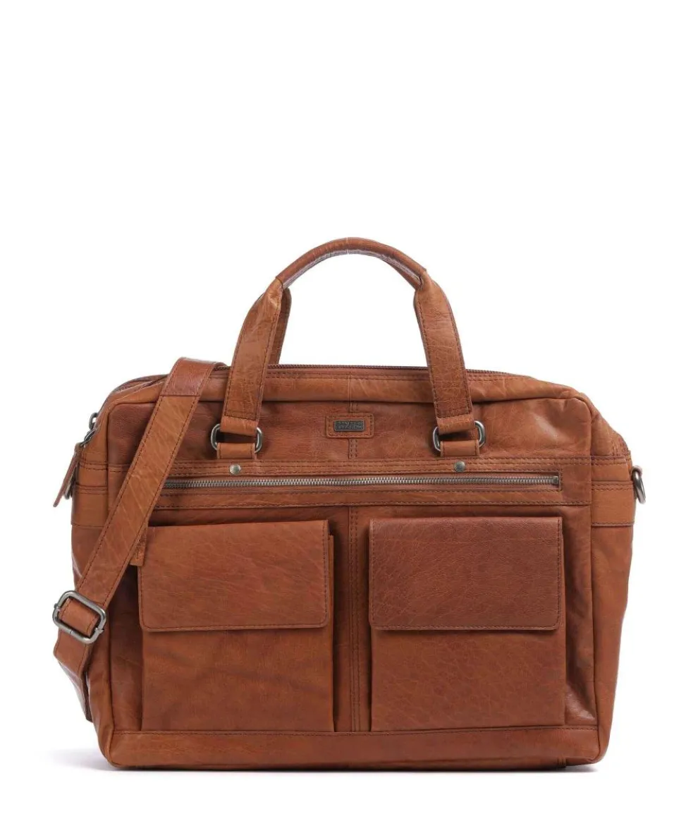 Bronco Aktentasche 16″ genarbtes Leder cognac