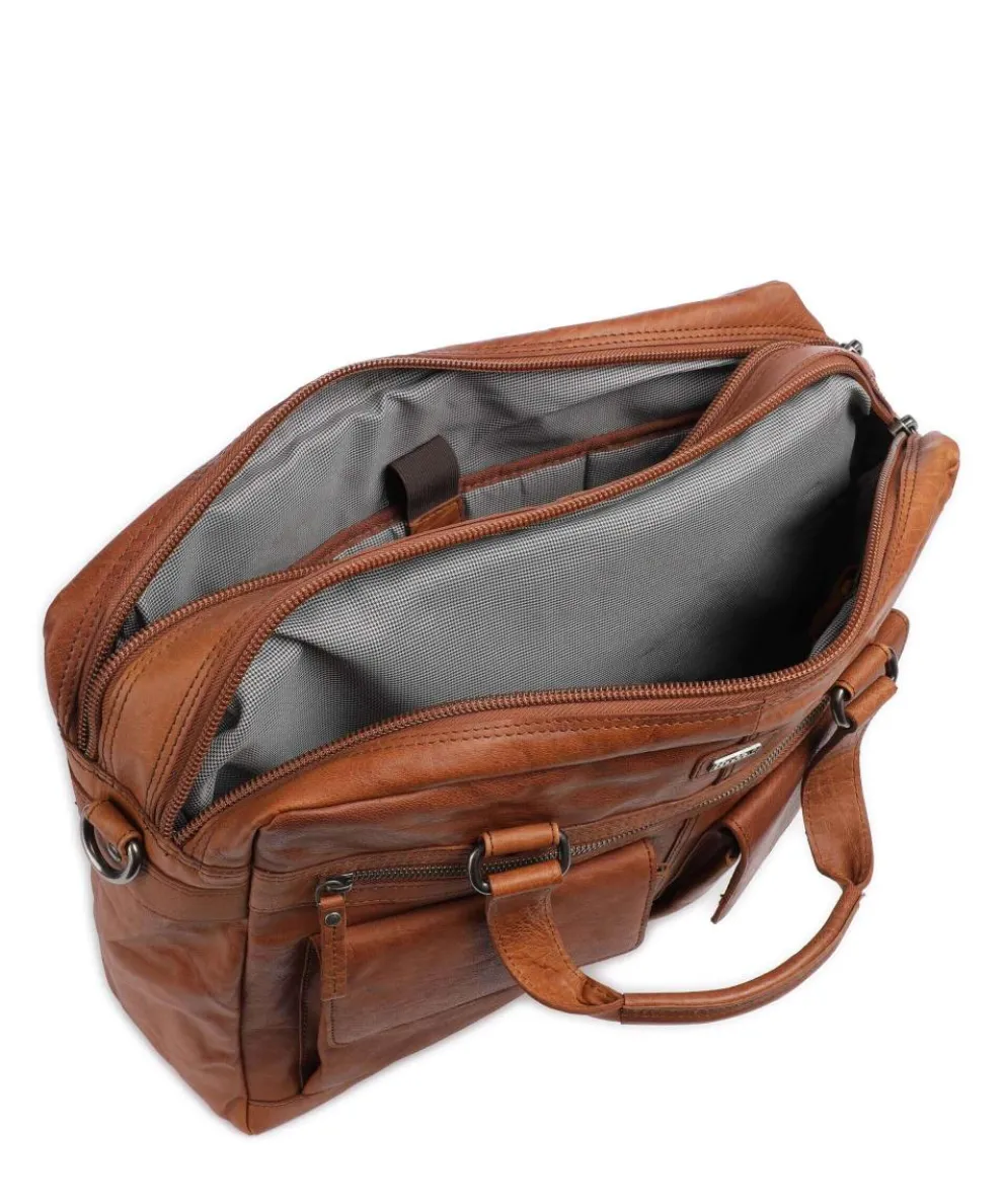 Bronco Aktentasche 16″ genarbtes Leder cognac
