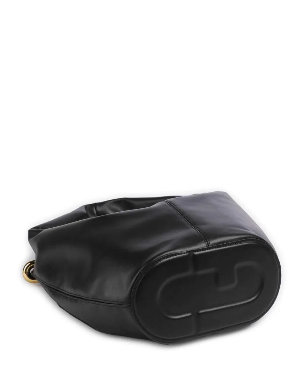 Ring Mini Beuteltasche fein genarbtes Leder schwarz