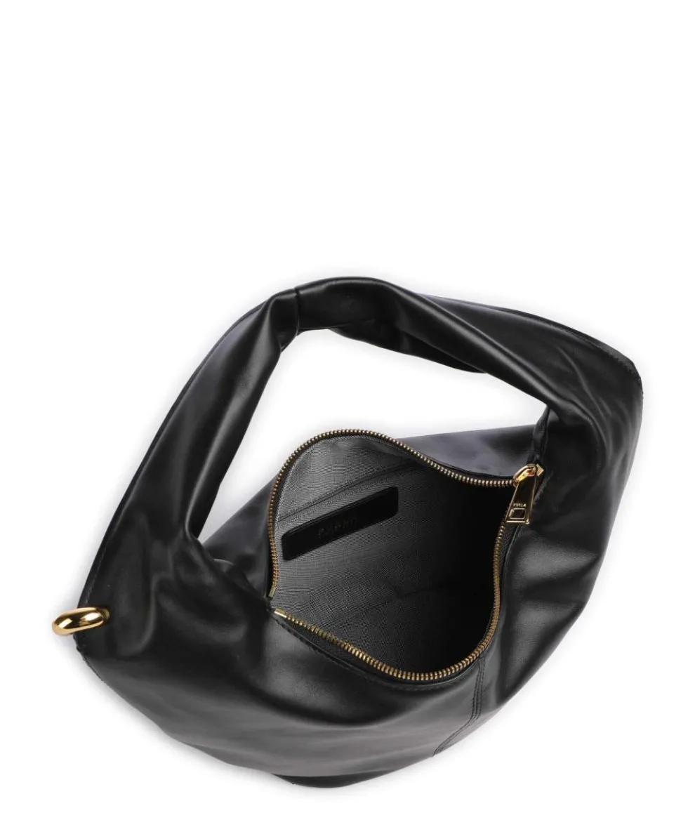 Ring Mini Beuteltasche fein genarbtes Leder schwarz