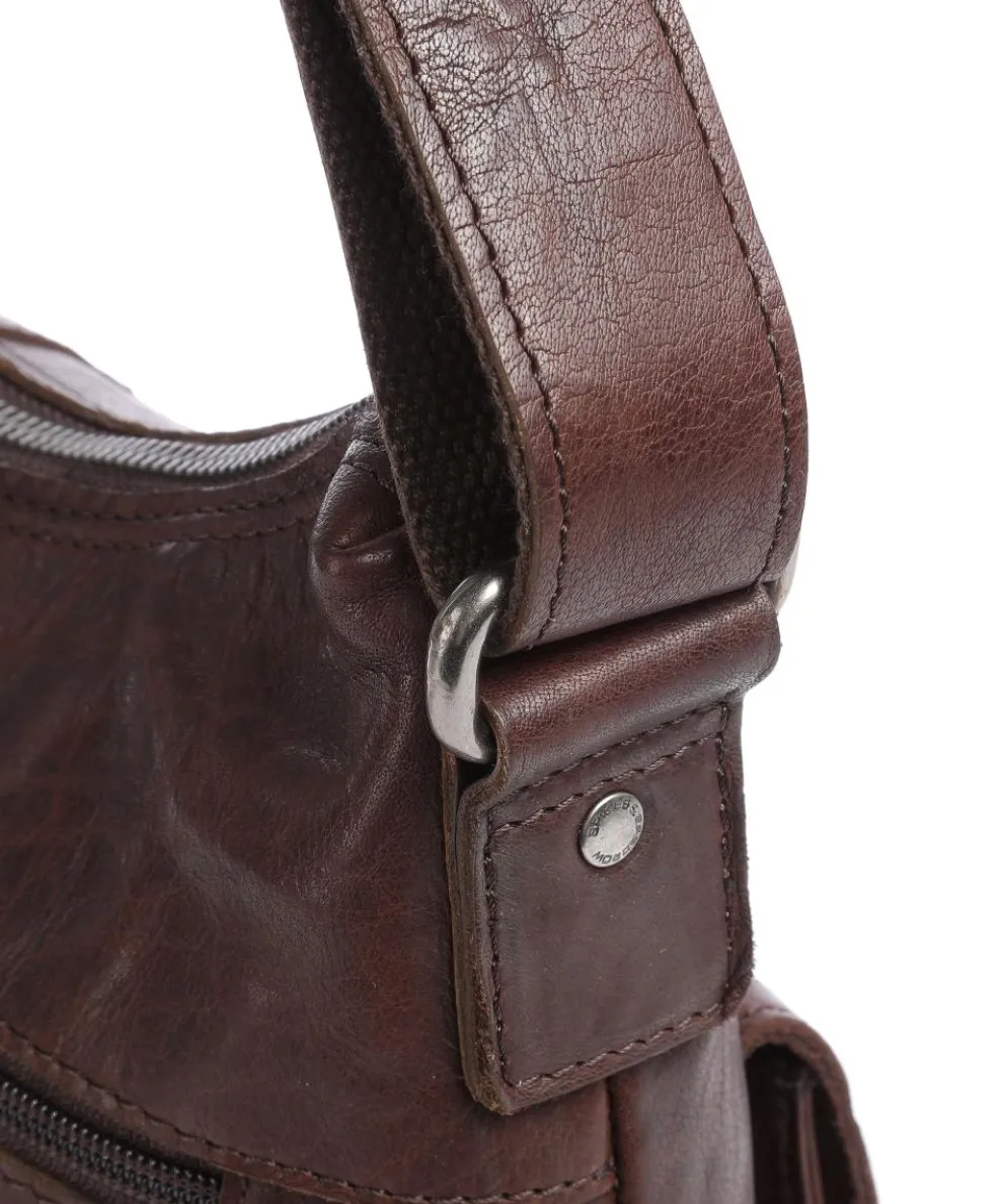 Bronco Beuteltasche genarbtes Leder dunkelbraun