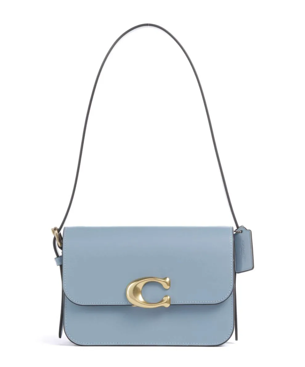 Sage Schultertasche fein genarbtes Rindsleder blaugrau