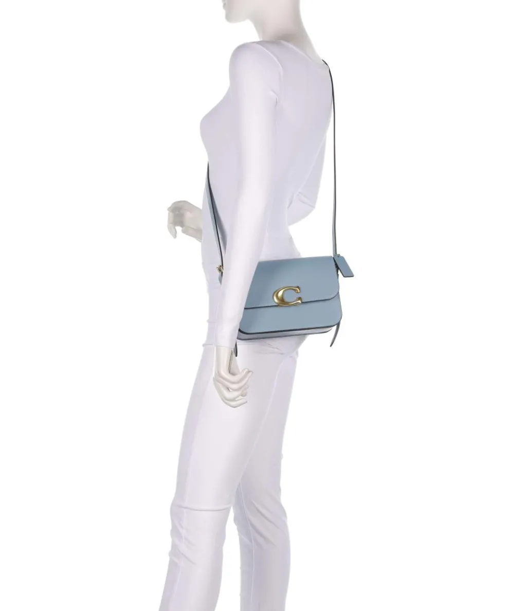 Sage Schultertasche fein genarbtes Rindsleder blaugrau