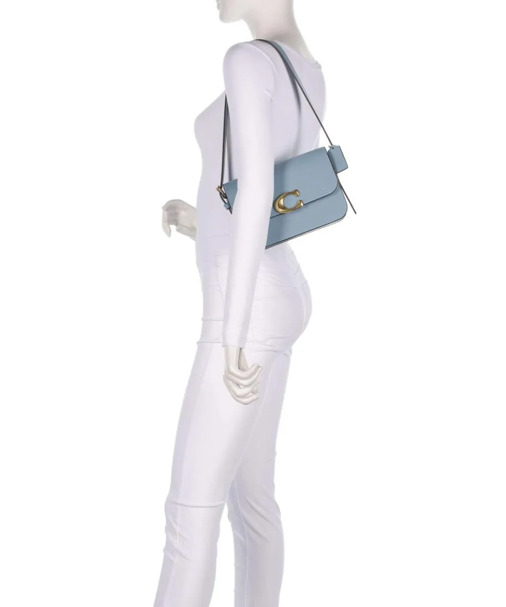 Sage Schultertasche fein genarbtes Rindsleder blaugrau