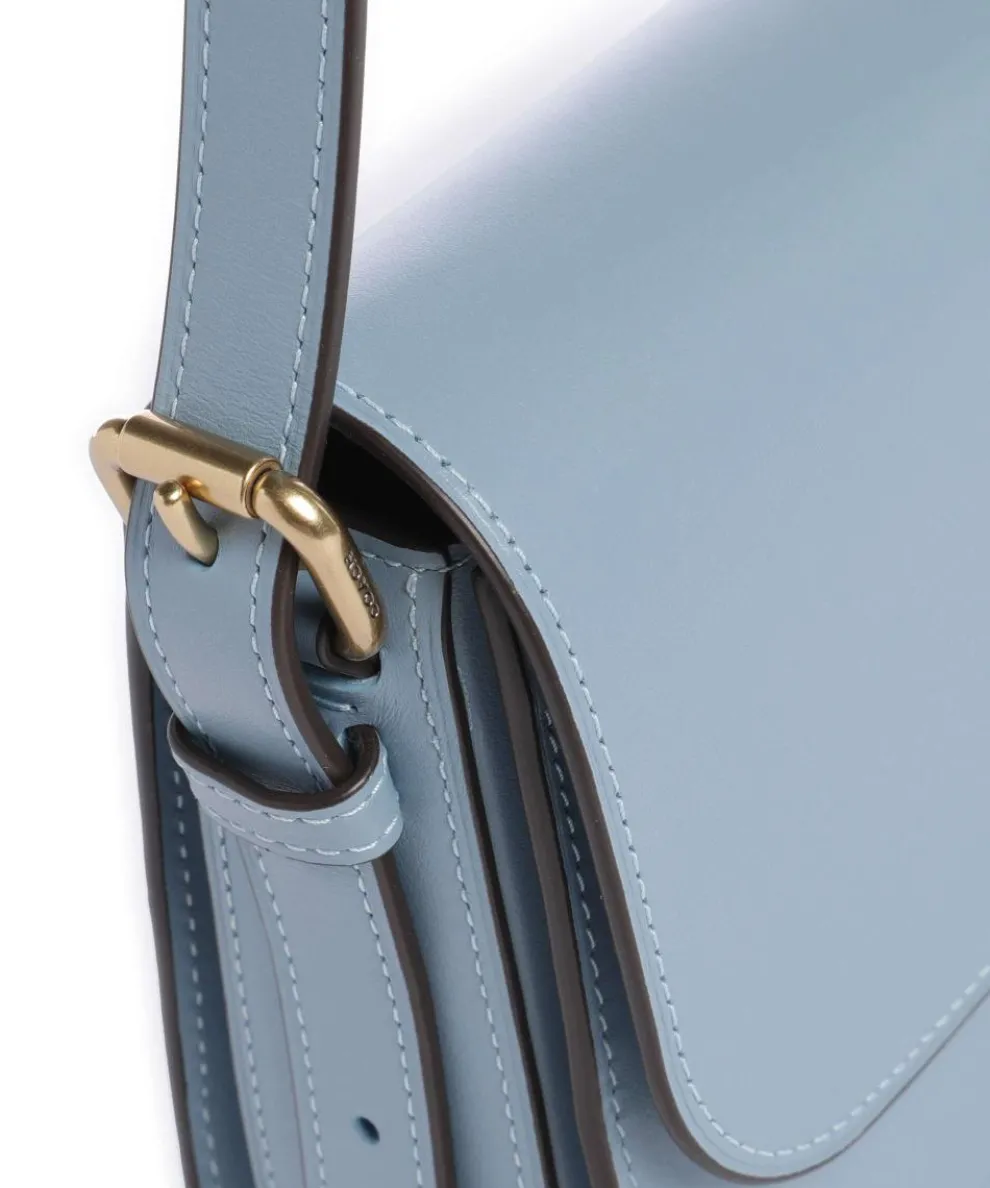 Sage Schultertasche fein genarbtes Rindsleder blaugrau