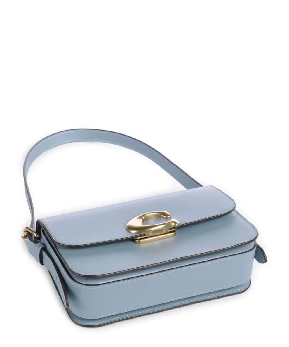 Sage Schultertasche fein genarbtes Rindsleder blaugrau