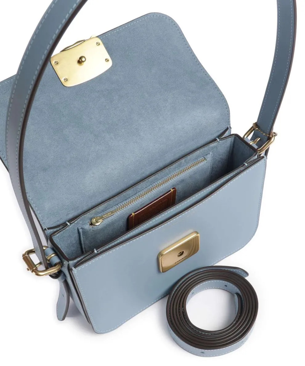 Sage Schultertasche fein genarbtes Rindsleder blaugrau