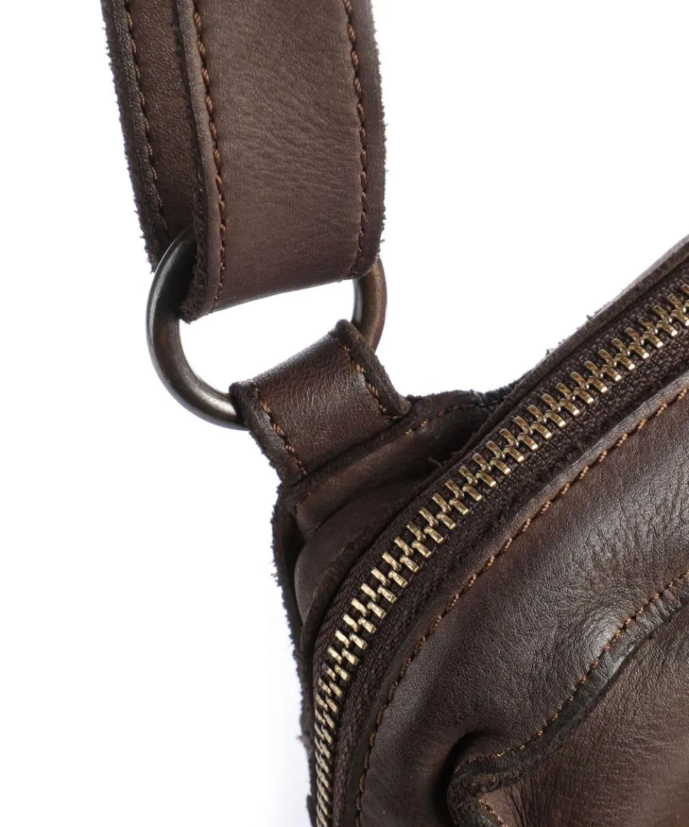 Submarine Umhängetasche genarbtes Leder dunkelbraun