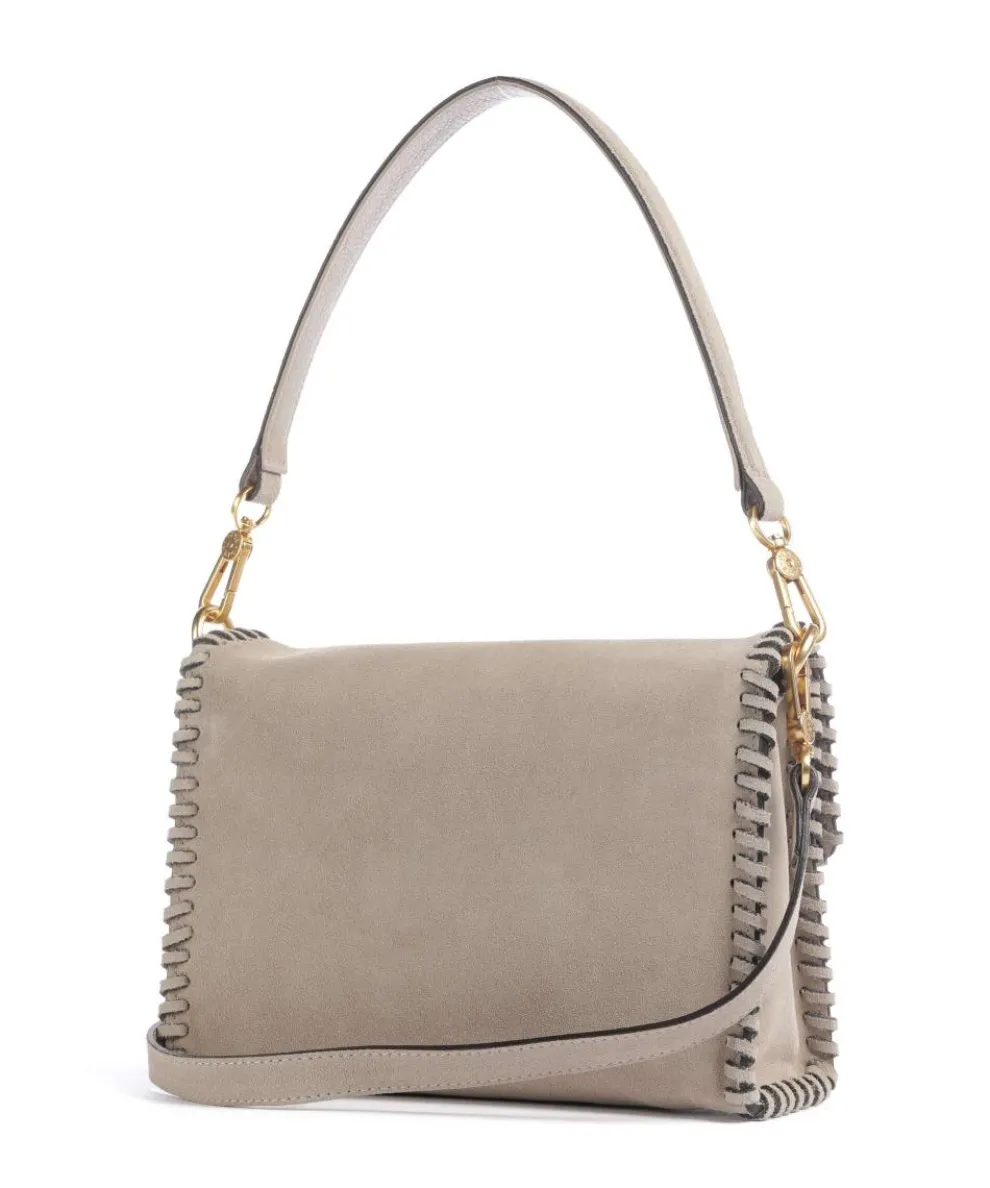 Suede Temi Stitch Schultertasche aufgerautes Leder beige