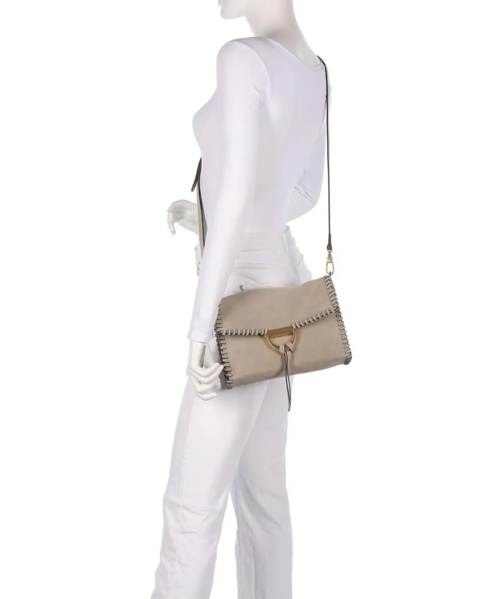 Suede Temi Stitch Schultertasche aufgerautes Leder beige