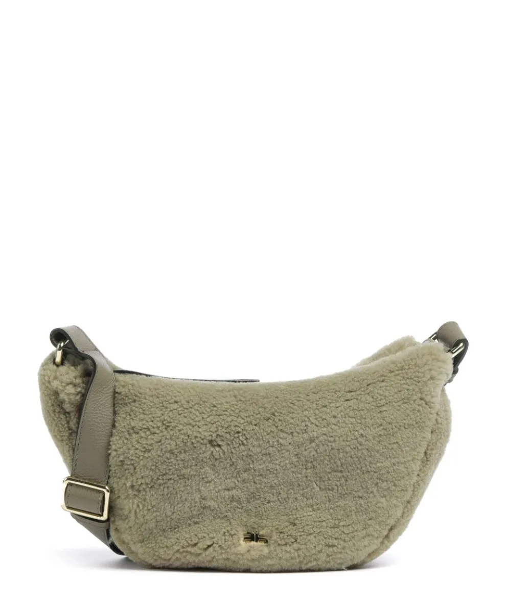 Shearling By My Side Umhängetasche Fell, genarbtes Rindsleder grün