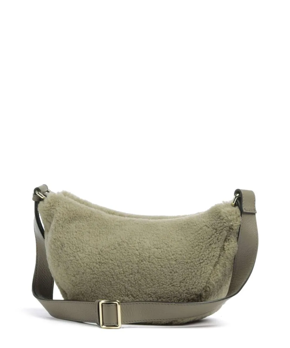 Shearling By My Side Umhängetasche Fell, genarbtes Rindsleder grün