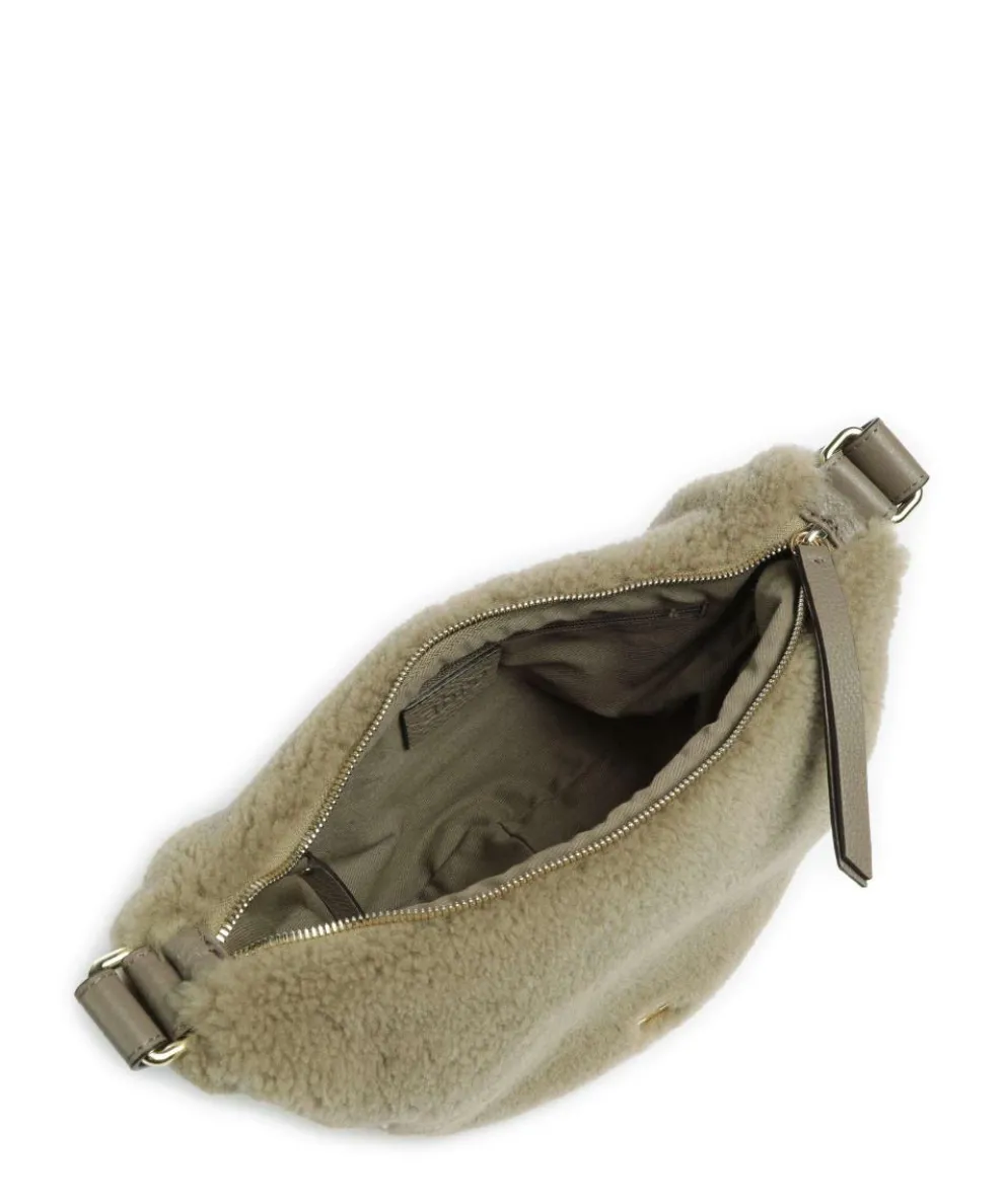 Shearling By My Side Umhängetasche Fell, genarbtes Rindsleder grün