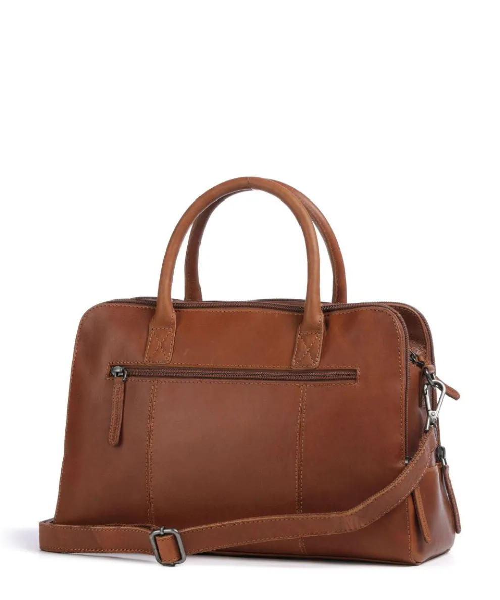 Cow Wax Pull Up Layton Handtasche Rindsleder cognac