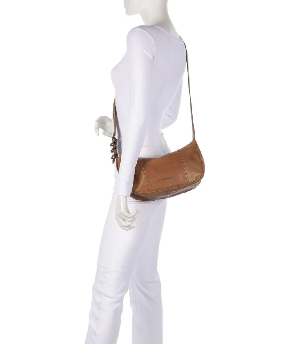 Ride Easy Schultertasche genarbtes Leder karamellbraun