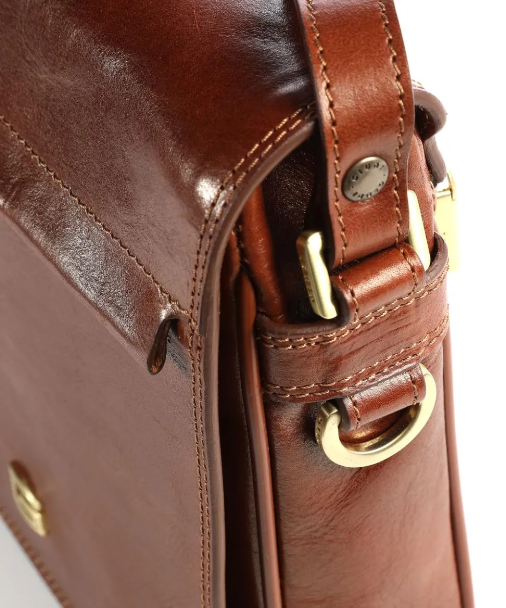 Umhängetasche genarbtes Rindsleder braun