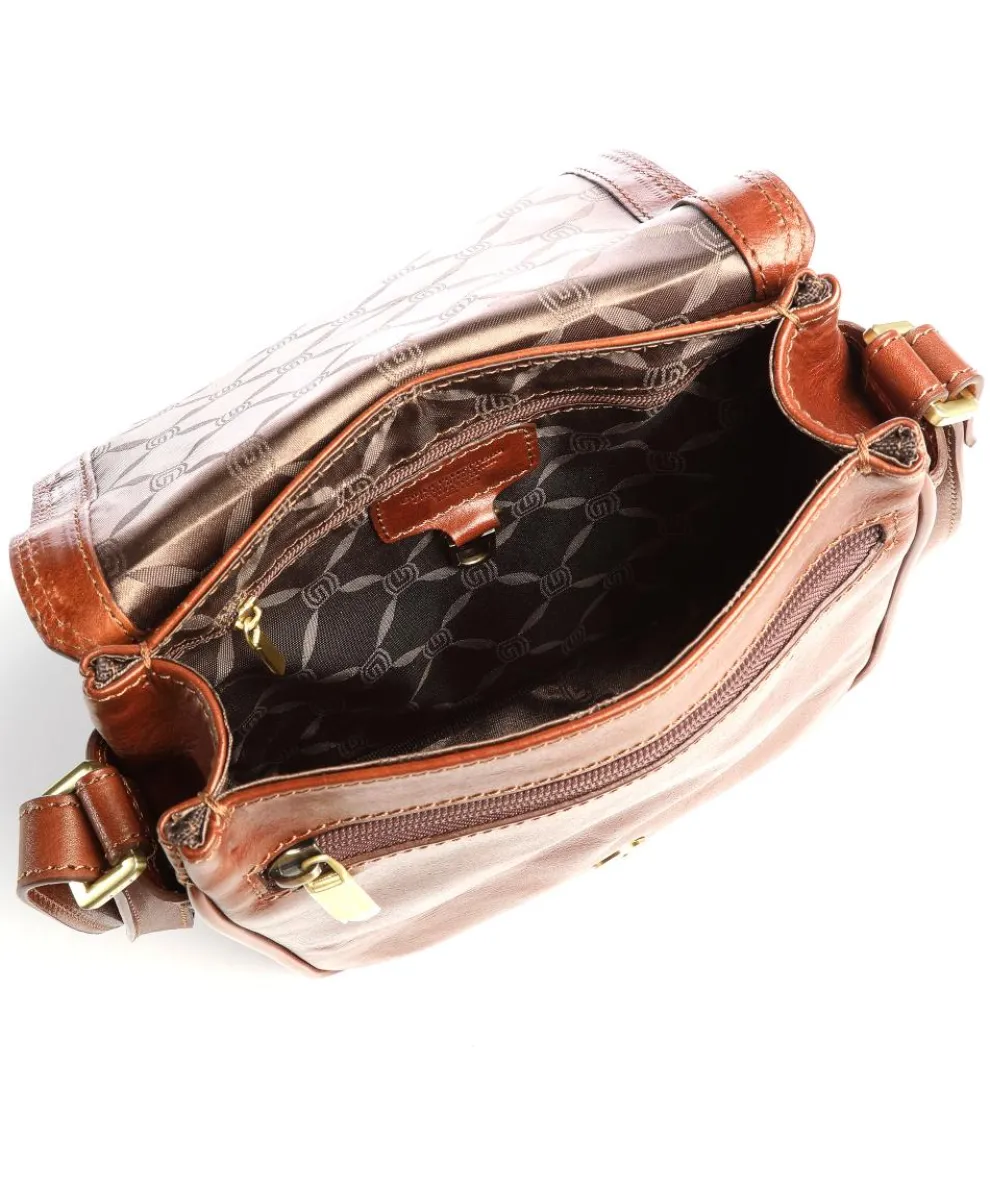 Umhängetasche genarbtes Rindsleder braun