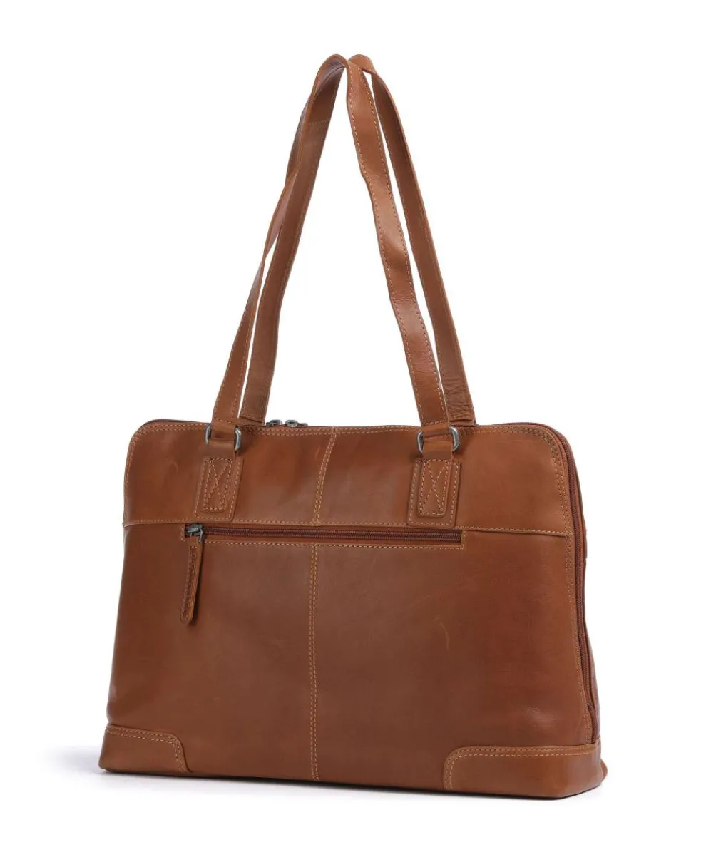 Cow Wax Pull Up Branson Schultertasche 14″ Rindsleder cognac