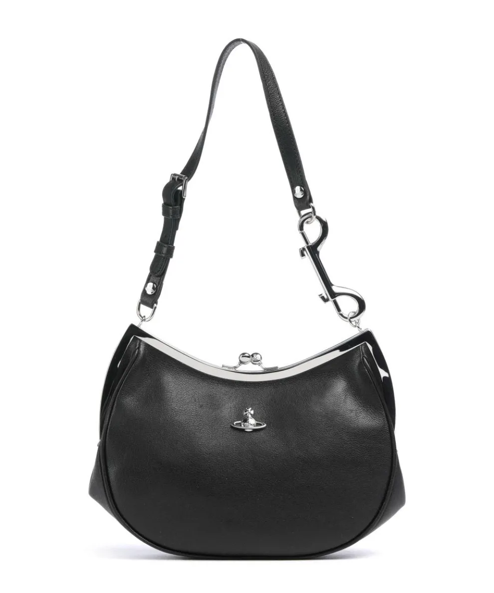 Charm Frame Supple Schultertasche Schafsleder schwarz