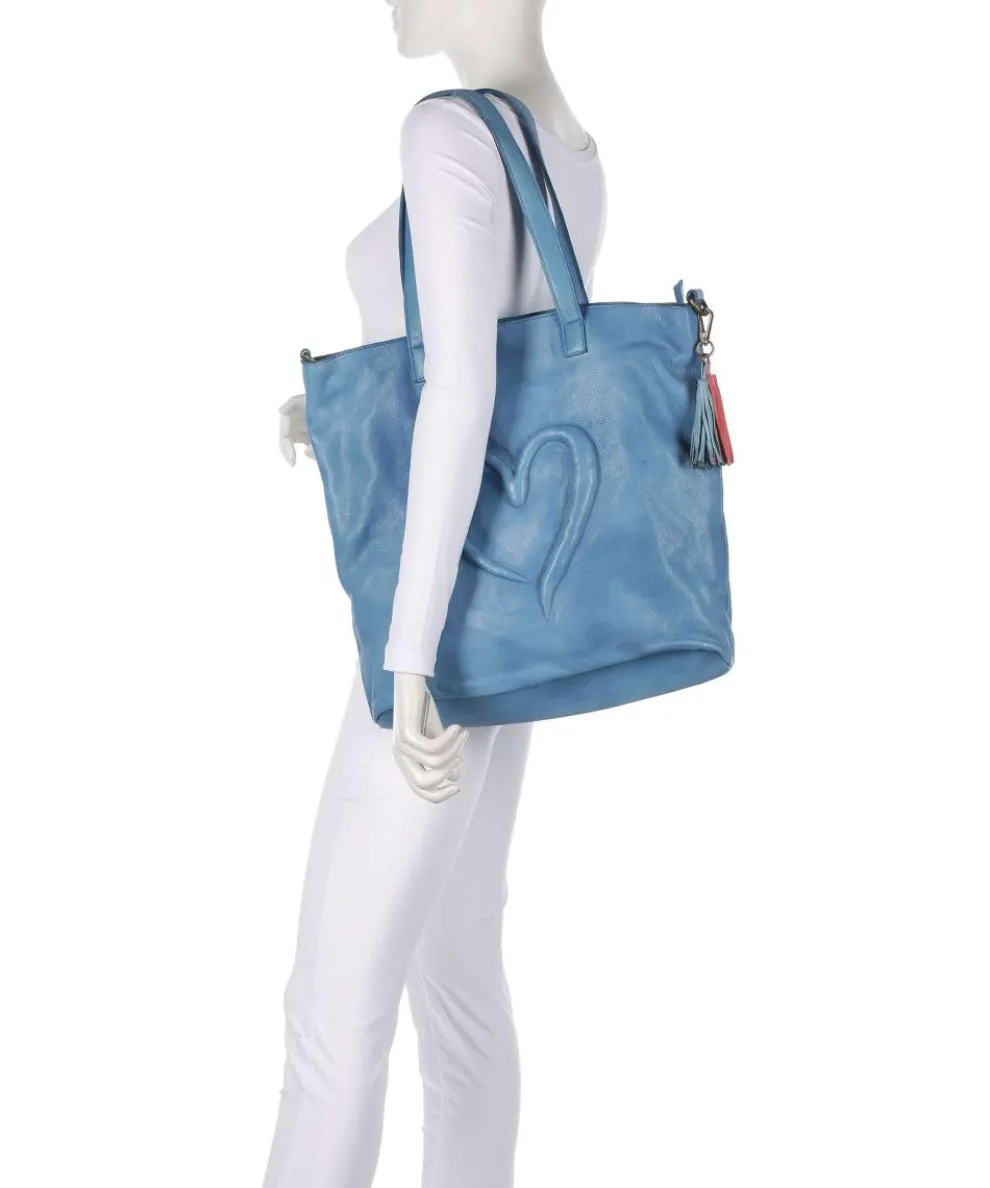 Herzweg 1 Shopper genarbtes Leder hellblau