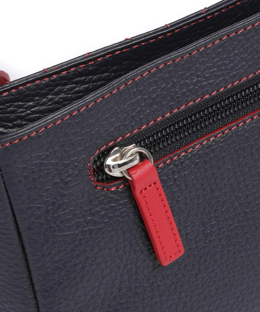 Pienza Umhängetasche genarbtes Leder dunkelblau