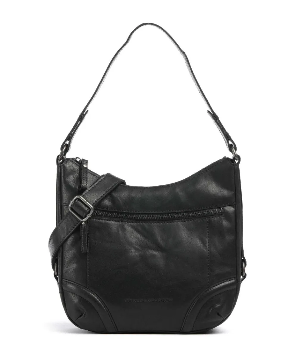 Bronco Candee Beuteltasche fein genarbtes Leder schwarz