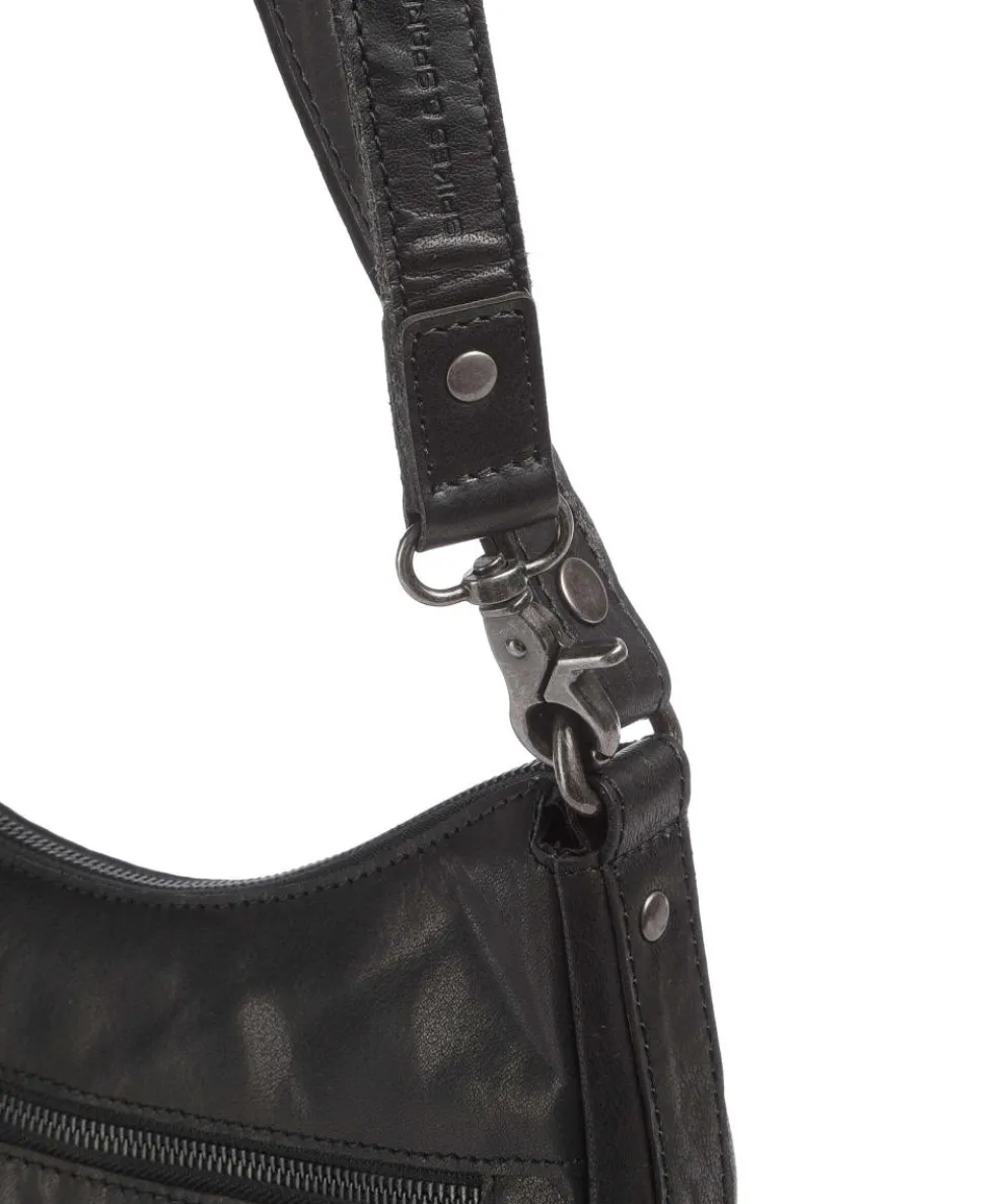 Bronco Candee Beuteltasche fein genarbtes Leder schwarz