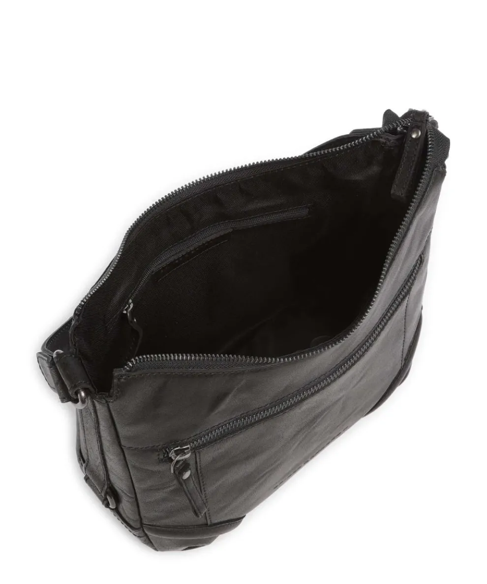 Bronco Candee Beuteltasche fein genarbtes Leder schwarz