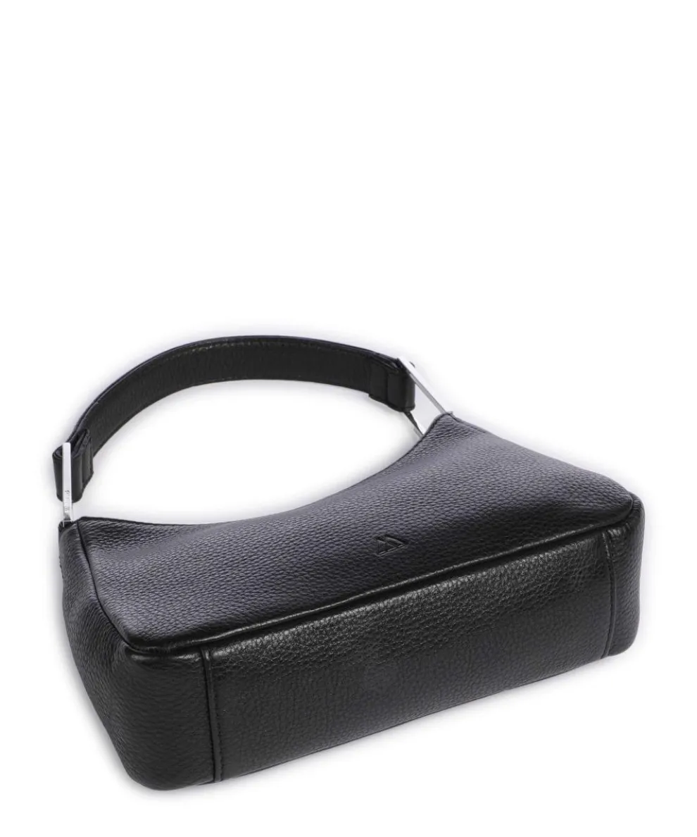 Arialla Schultertasche genarbtes Rindsleder schwarz