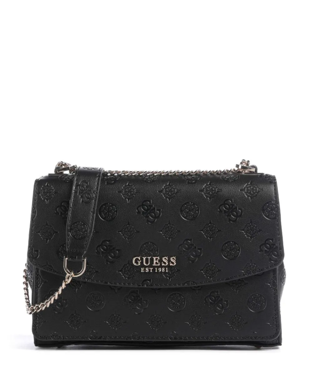 Phoebe Peony Debossed Schultertasche Lederimitat schwarz