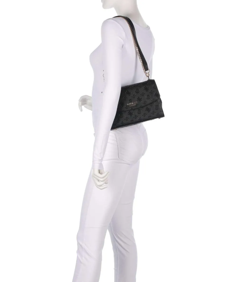 Phoebe Peony Debossed Schultertasche Lederimitat schwarz