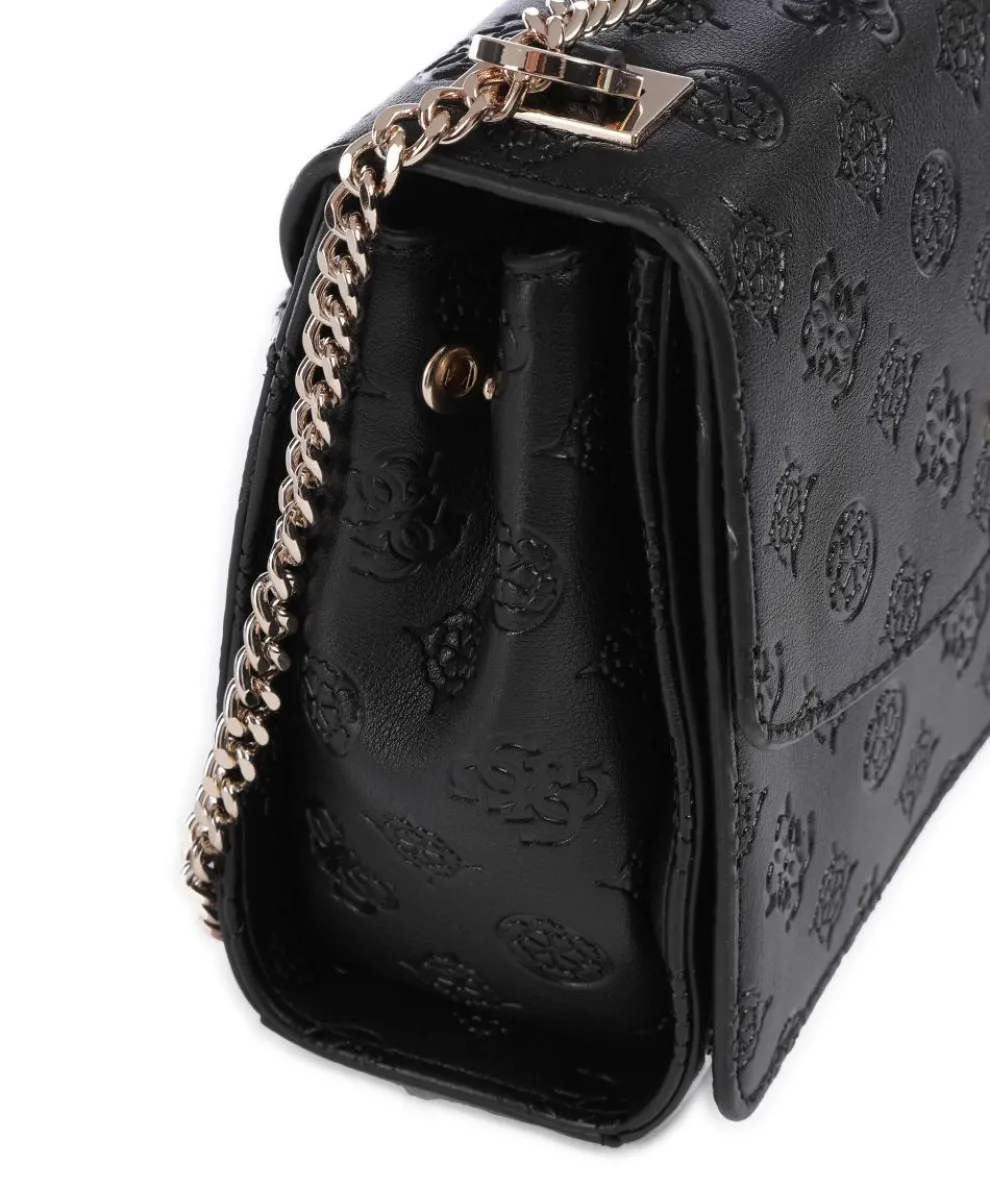 Phoebe Peony Debossed Schultertasche Lederimitat schwarz