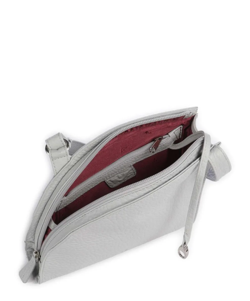 Hirsch Britney Umhängetasche genarbtes Leder hellgrau