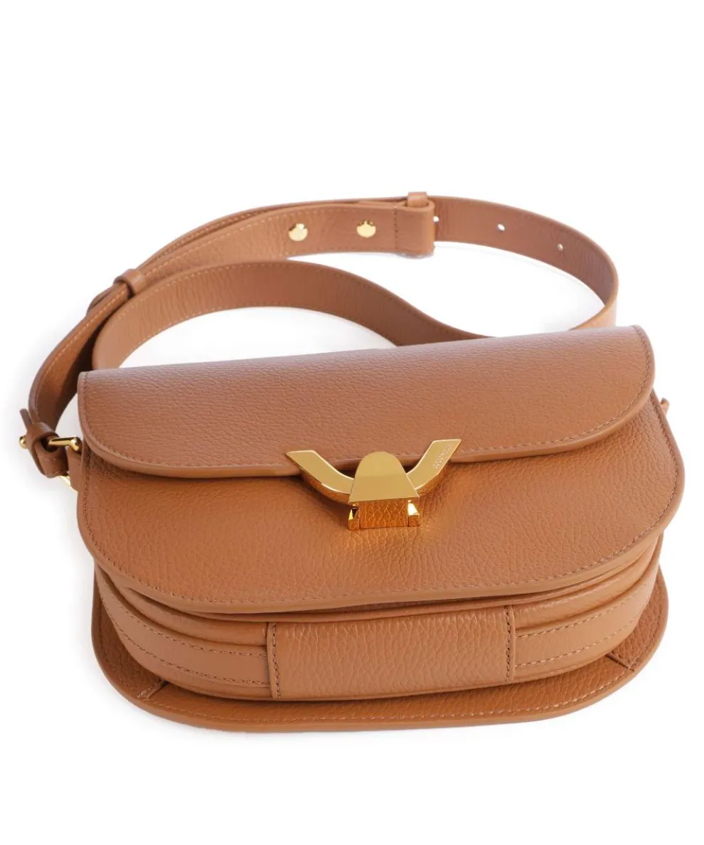 Dew Umhängetasche genarbtes Leder braun