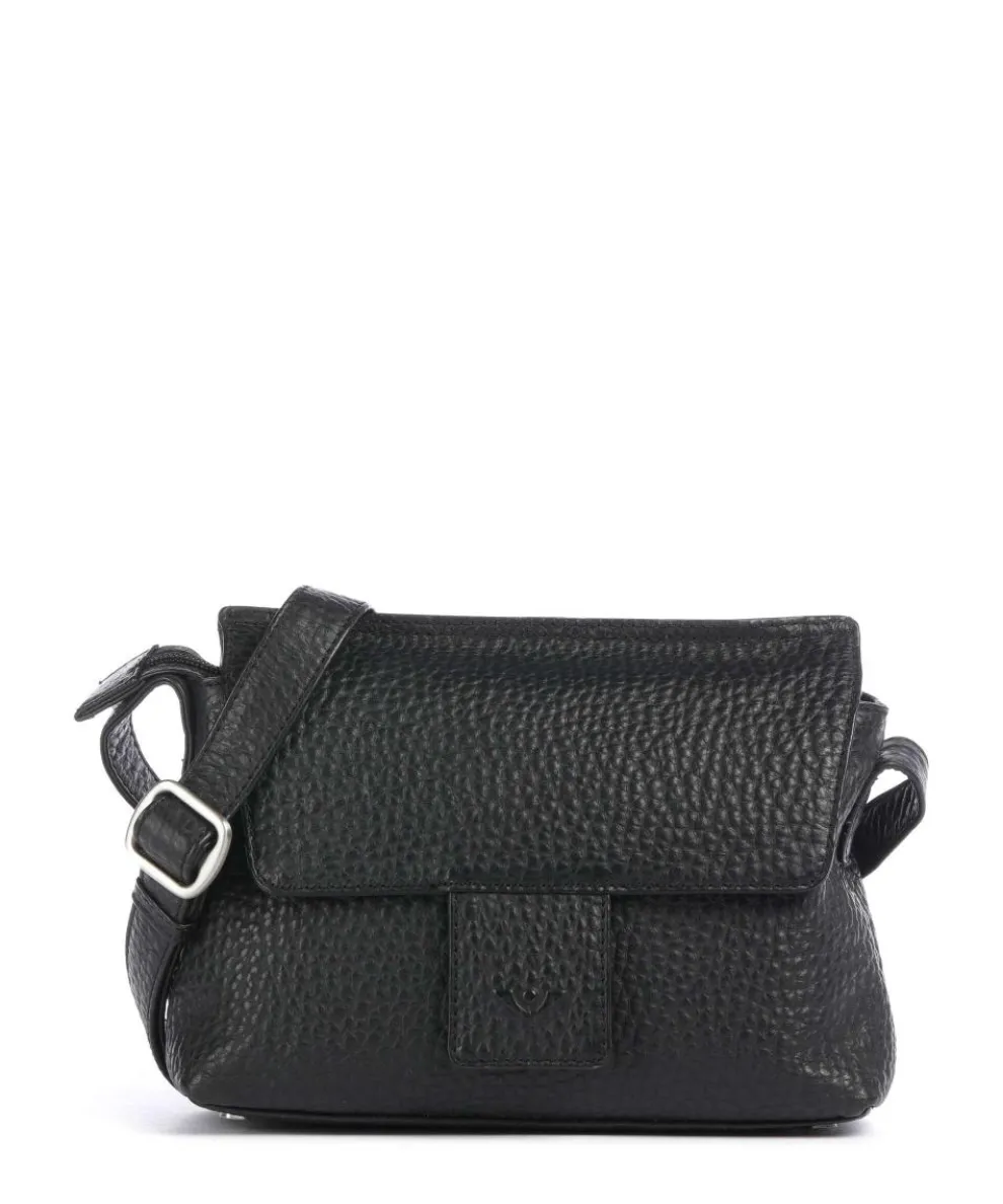Hirsch Umhängetasche genarbtes Leder schwarz