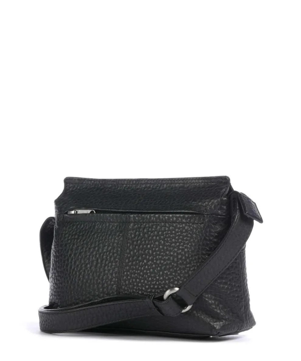 Hirsch Umhängetasche genarbtes Leder schwarz