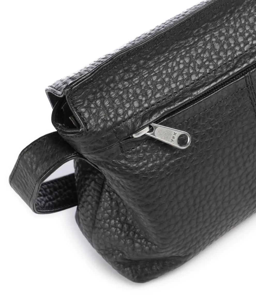 Hirsch Umhängetasche genarbtes Leder schwarz