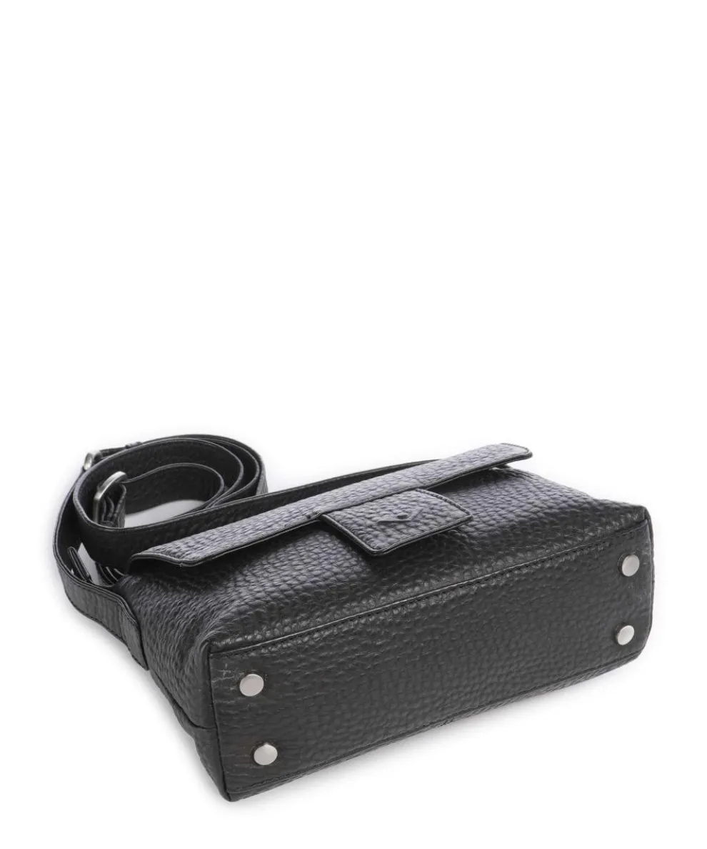Hirsch Umhängetasche genarbtes Leder schwarz