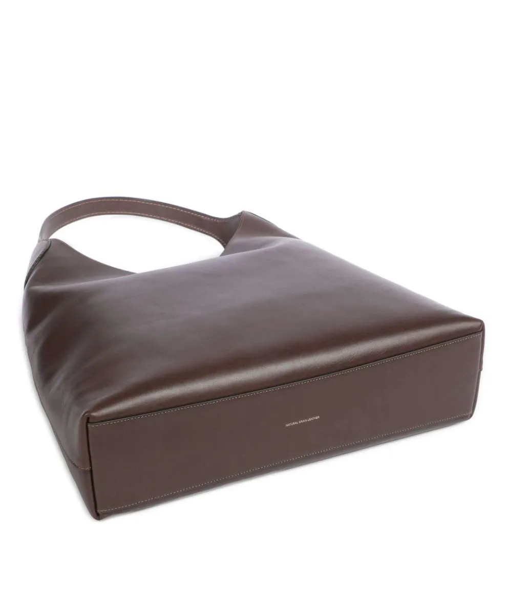 Brooklyn 39 Beuteltasche genarbtes Leder dunkelbraun