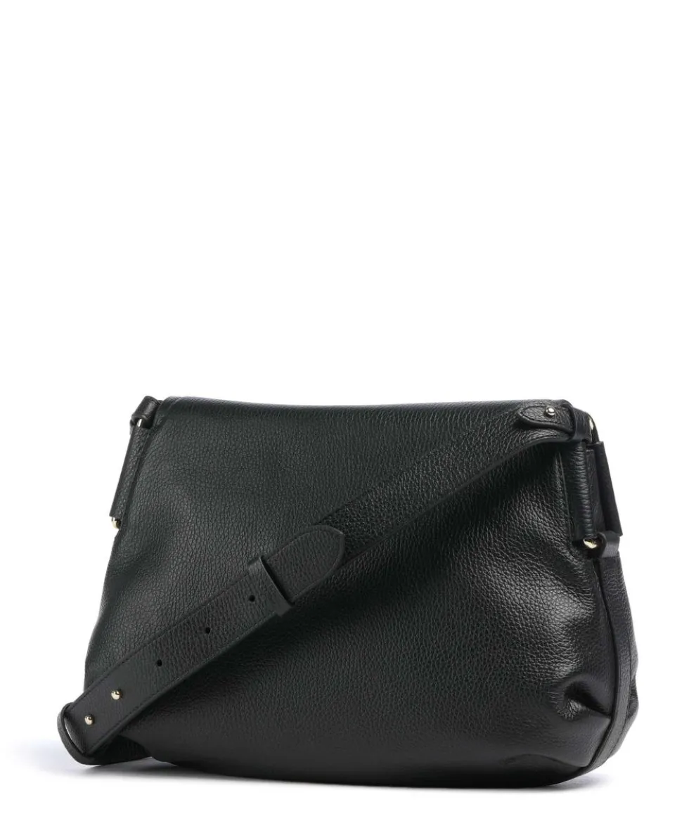 Rebekka Schultertasche genarbtes Rindsleder schwarz