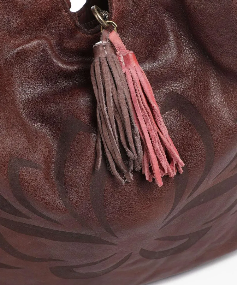 Freundgasse 1 Shopper genarbtes Leder dunkelbraun