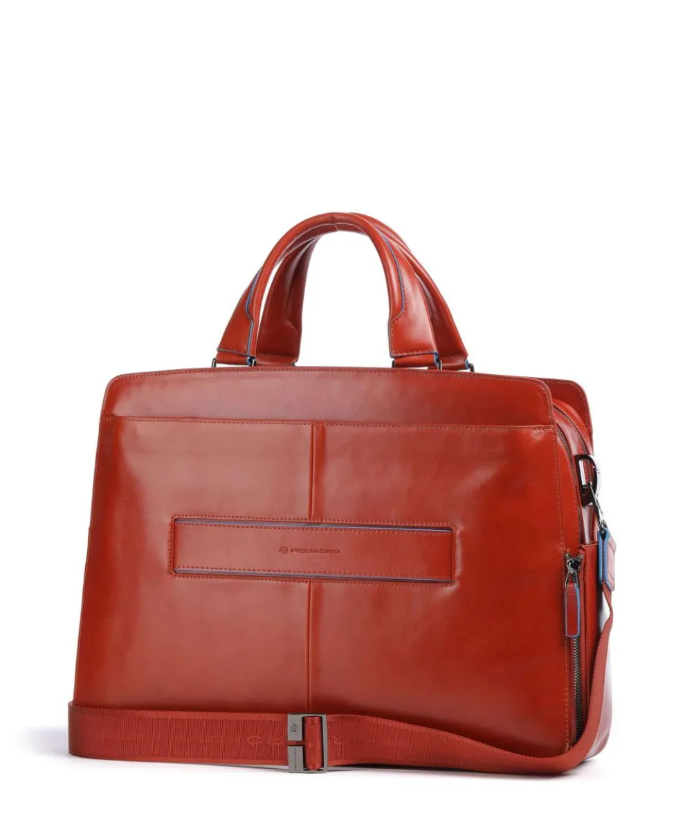 Blue Square Aktentasche 15″ fein genarbtes Rindsleder rotbraun