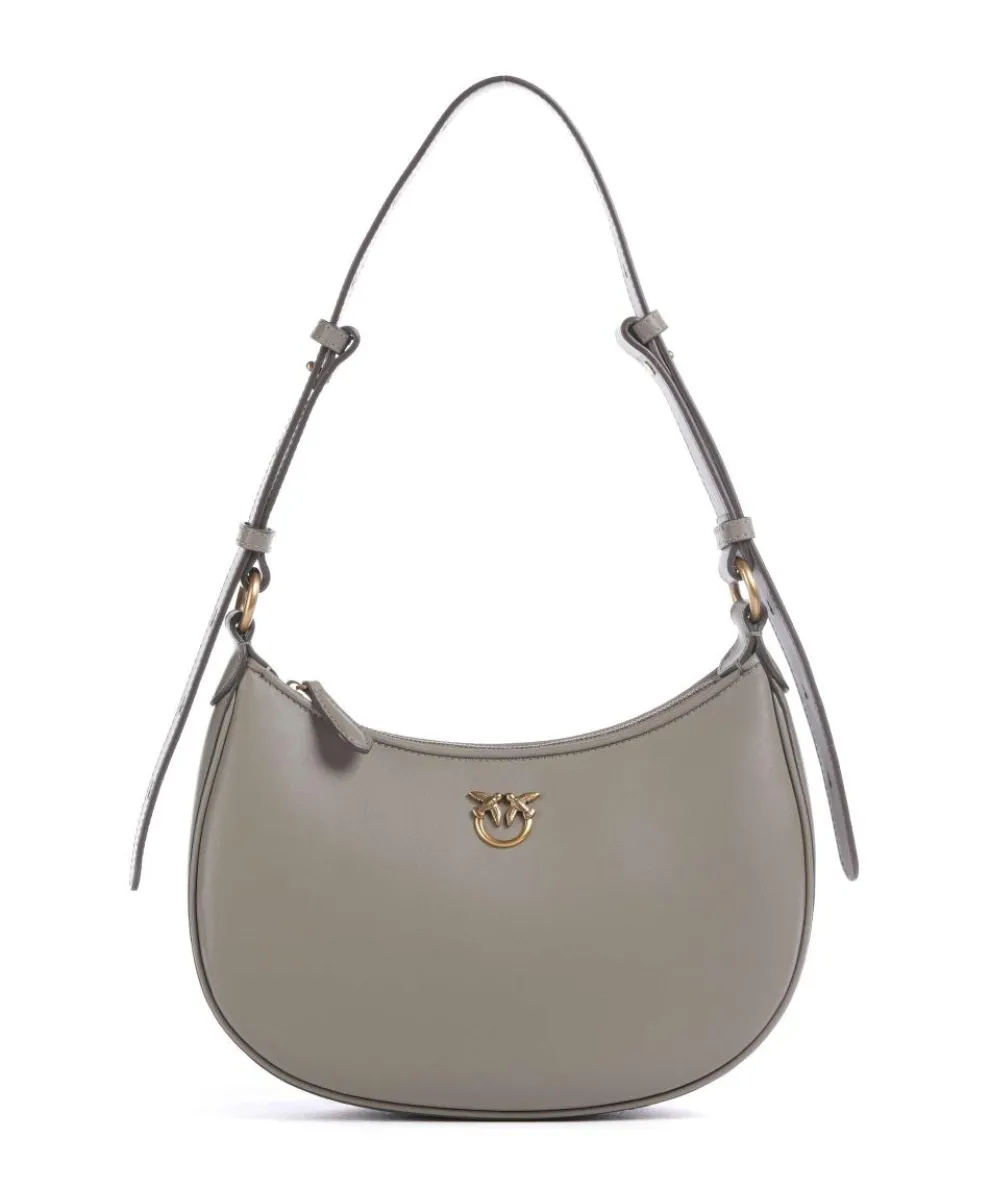 Half Moon Mini Schultertasche fein genarbtes Rindsleder grau