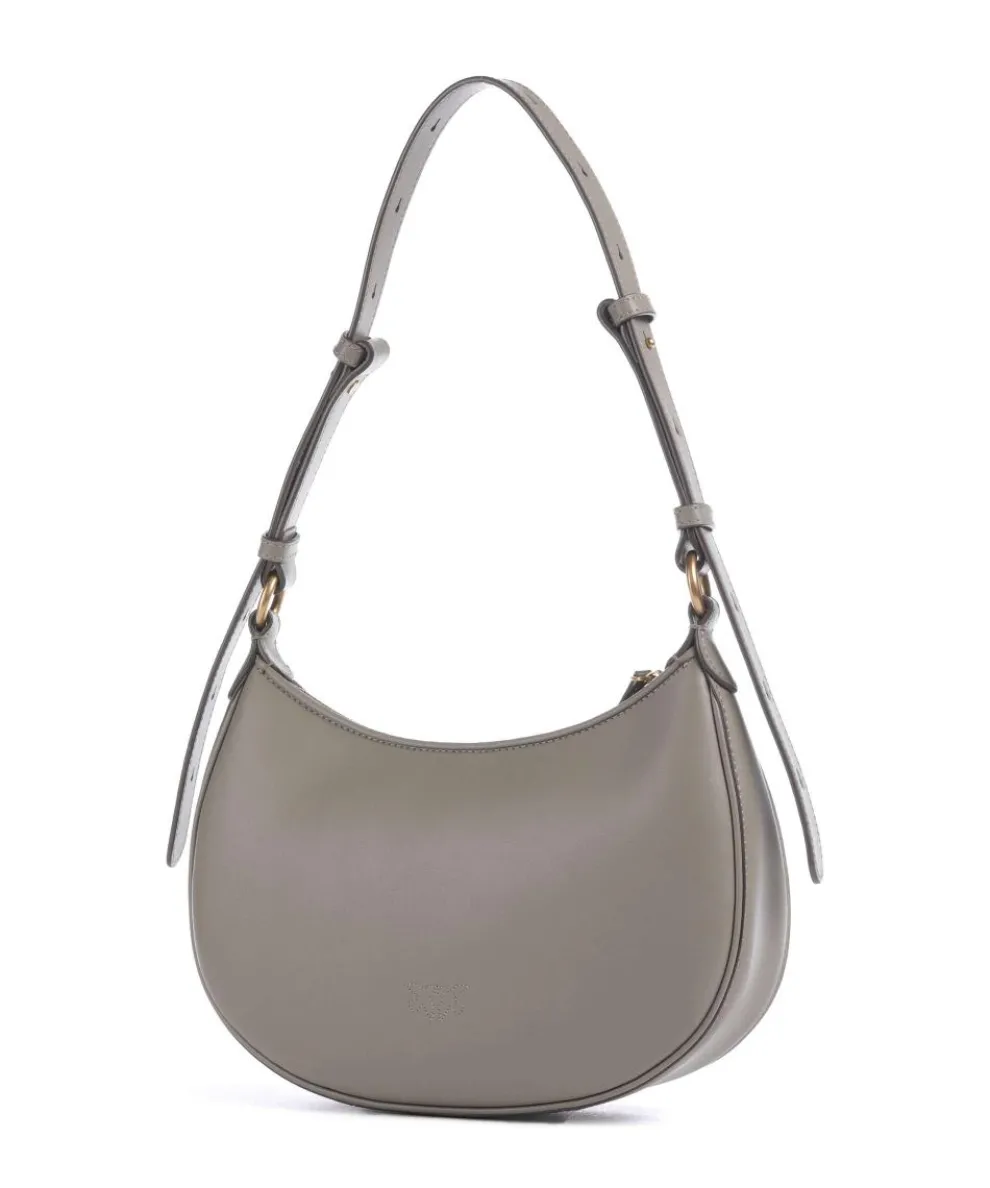 Half Moon Mini Schultertasche fein genarbtes Rindsleder grau