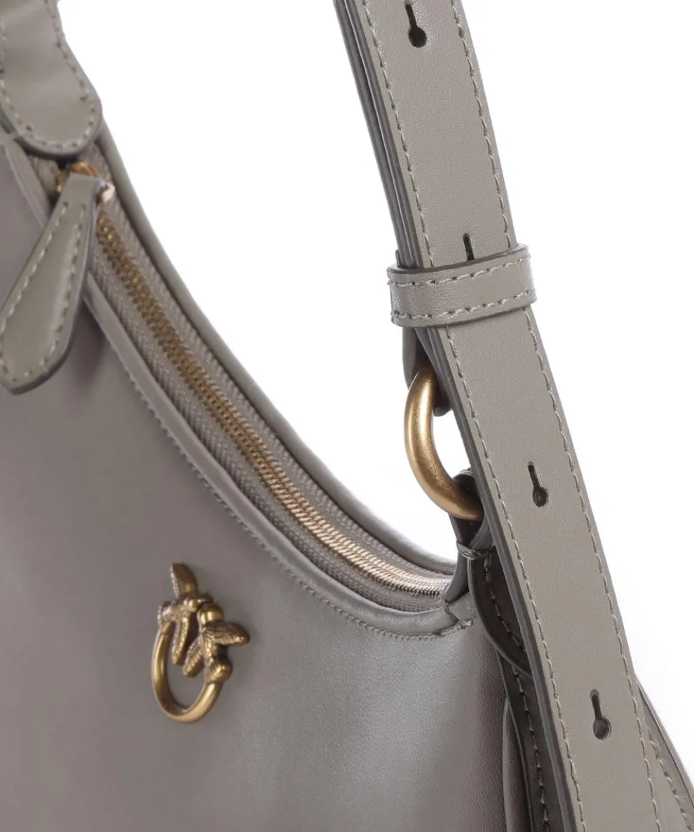 Half Moon Mini Schultertasche fein genarbtes Rindsleder grau