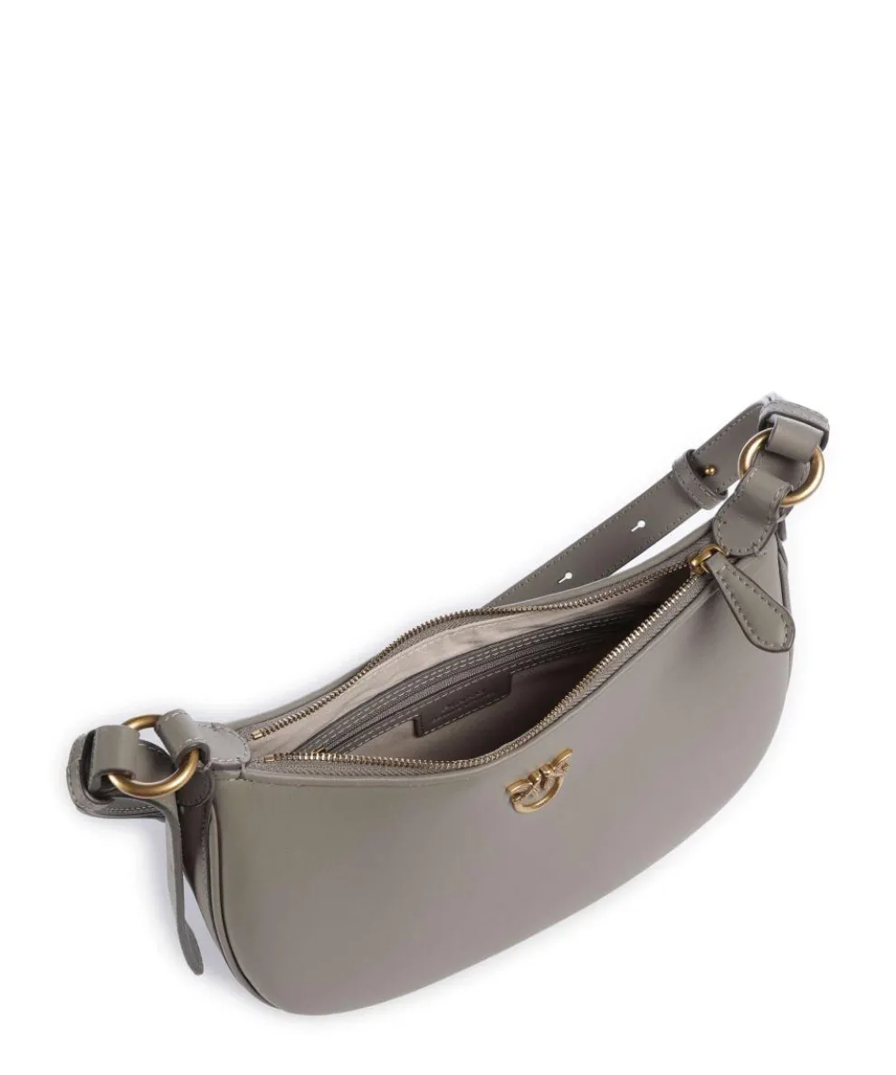 Half Moon Mini Schultertasche fein genarbtes Rindsleder grau