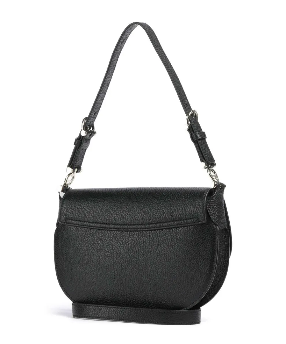 Delia S Schultertasche genarbtes Rindsleder schwarz