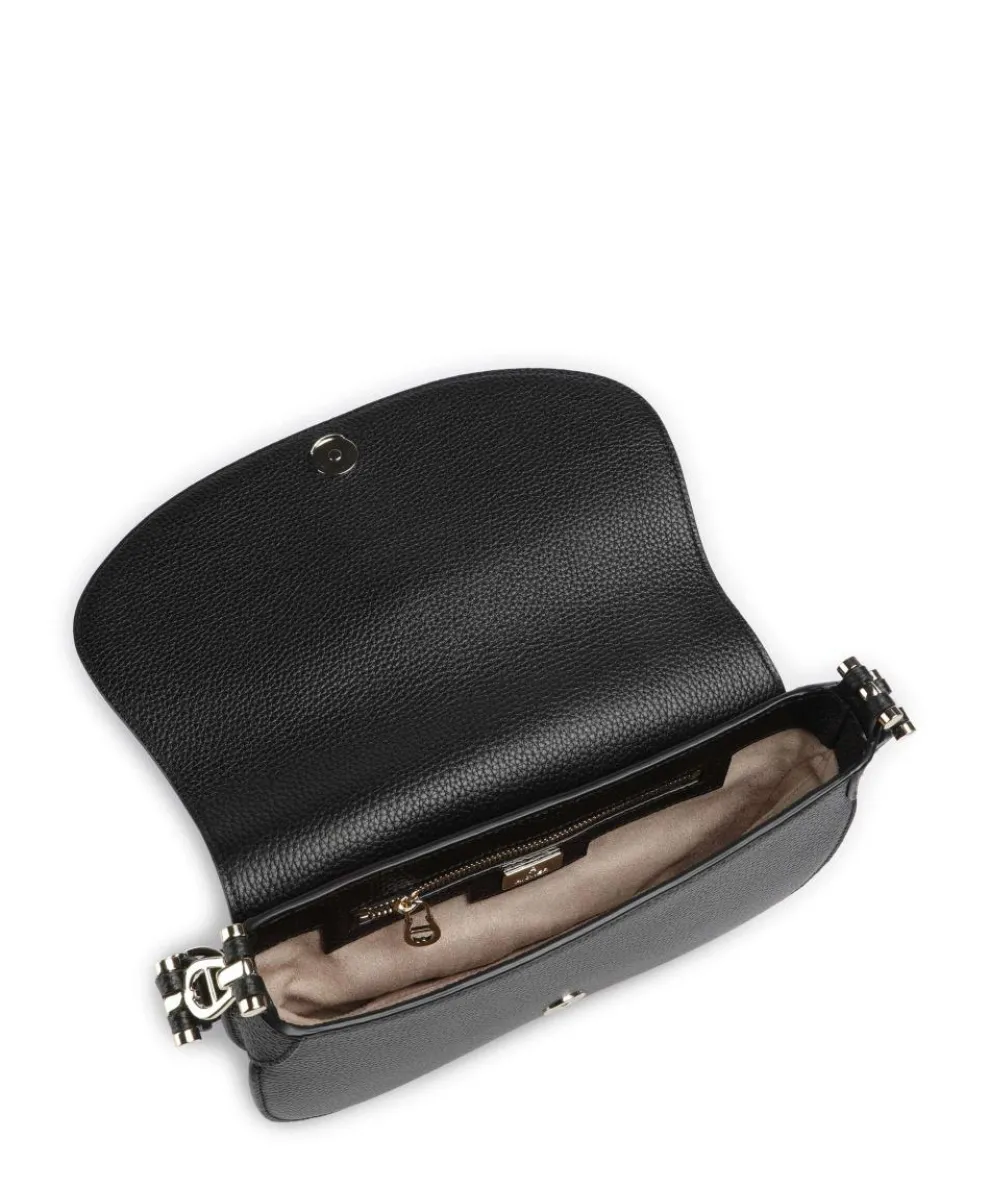 Delia S Schultertasche genarbtes Rindsleder schwarz