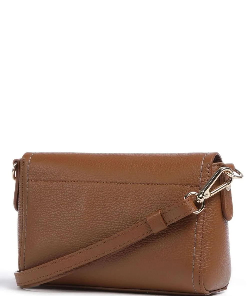 Gondola Umhängetasche genarbtes Leder braun